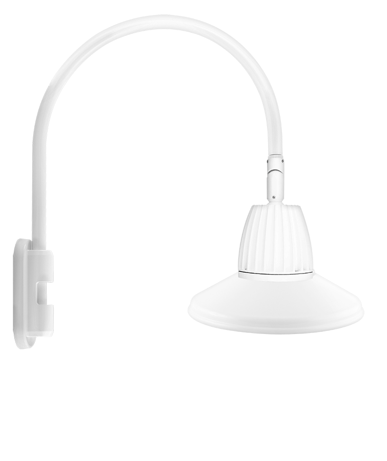 RAB Lighting Gooseneck, 26W, 3000K, Flood Shade, 15 In., White, GN5LED26YSTW