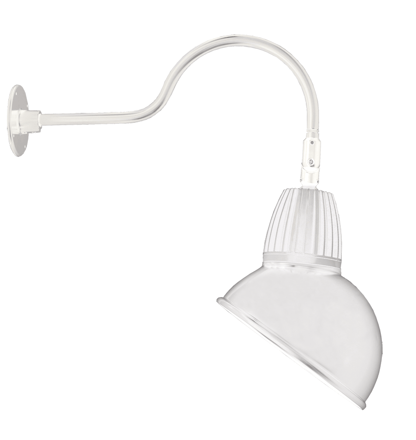 RAB Lighting Gooseneck, 13W, 4000K, 24 In. Arm, 15 In. Angled Dome, White, GN1LED13NSADW
