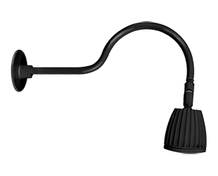 RAB Lighting GN1 LED Gooseneck, 13W, 3000K, 24 in Arm, Black, GN1LED13YRB