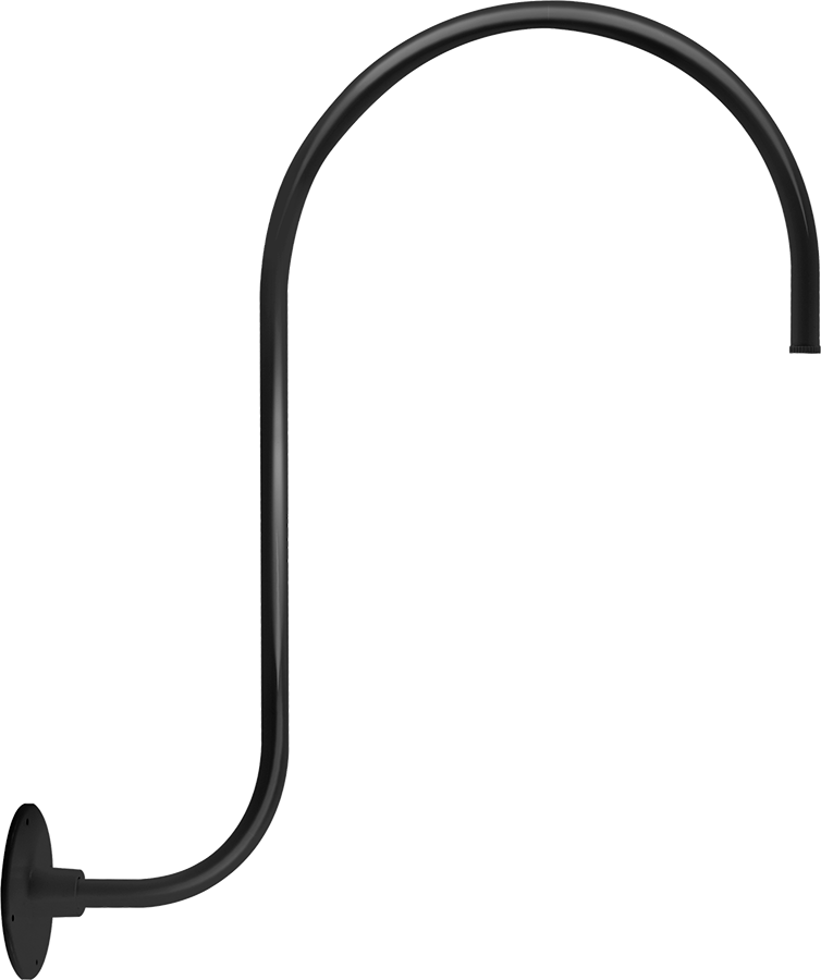 RAB Lighting Gooseneck Style 3 Upcurve, 30 In. Height, 25 In. Reach, 1/2 In. NPS Thread, Black, GOOSE3B