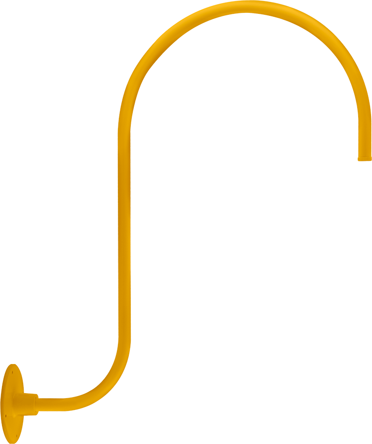 RAB Lighting Gooseneck Style 3, Upcurve, 30 In. H, 25 In. Projection, Yellow, GOOSE3YL
