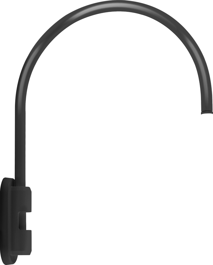 RAB Lighting Gooseneck Style 5 Pole Mount, 20 In. High, 19 In. From Pole, 1/2 In. NPS, Black, GOOSE5B