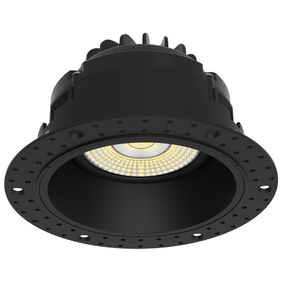 RAB Lighting Gimbal Trimless 4 In. Round, 15W, 5000K, CRI90, TRIAC, Black, GR4TLB