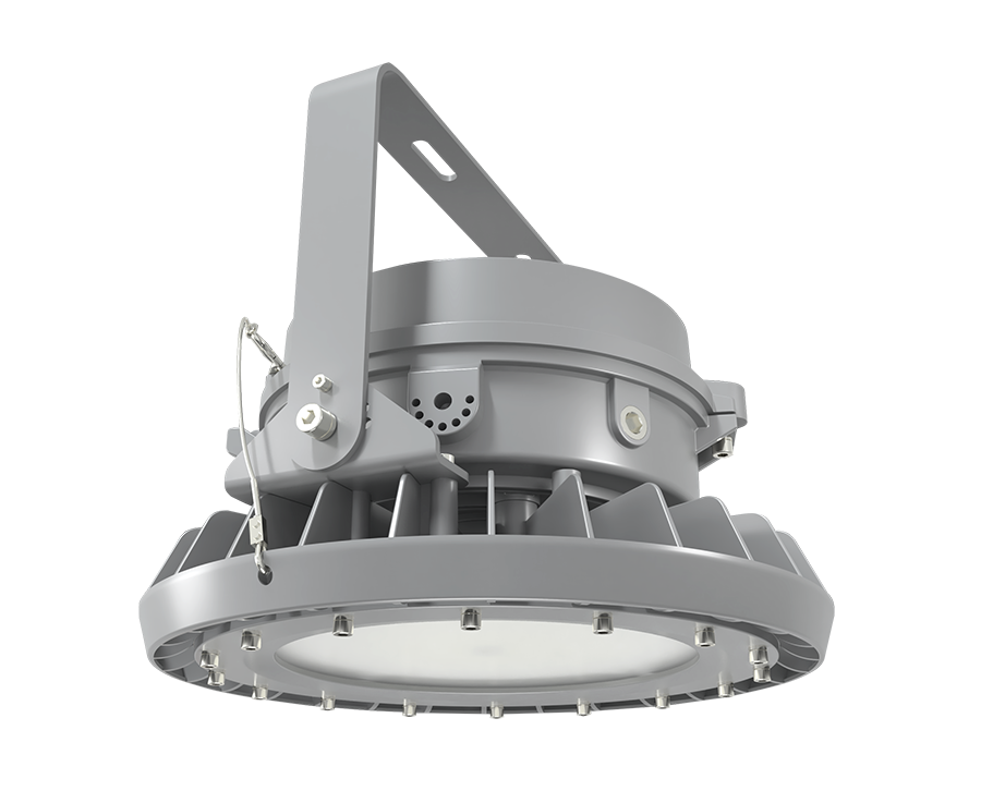 RAB Lighting HAZBAYLED, 100W, 5000K, Frosted, Flat Surface/Pendant, Battery Backup, Gray, HAZBAYLED100FF/E