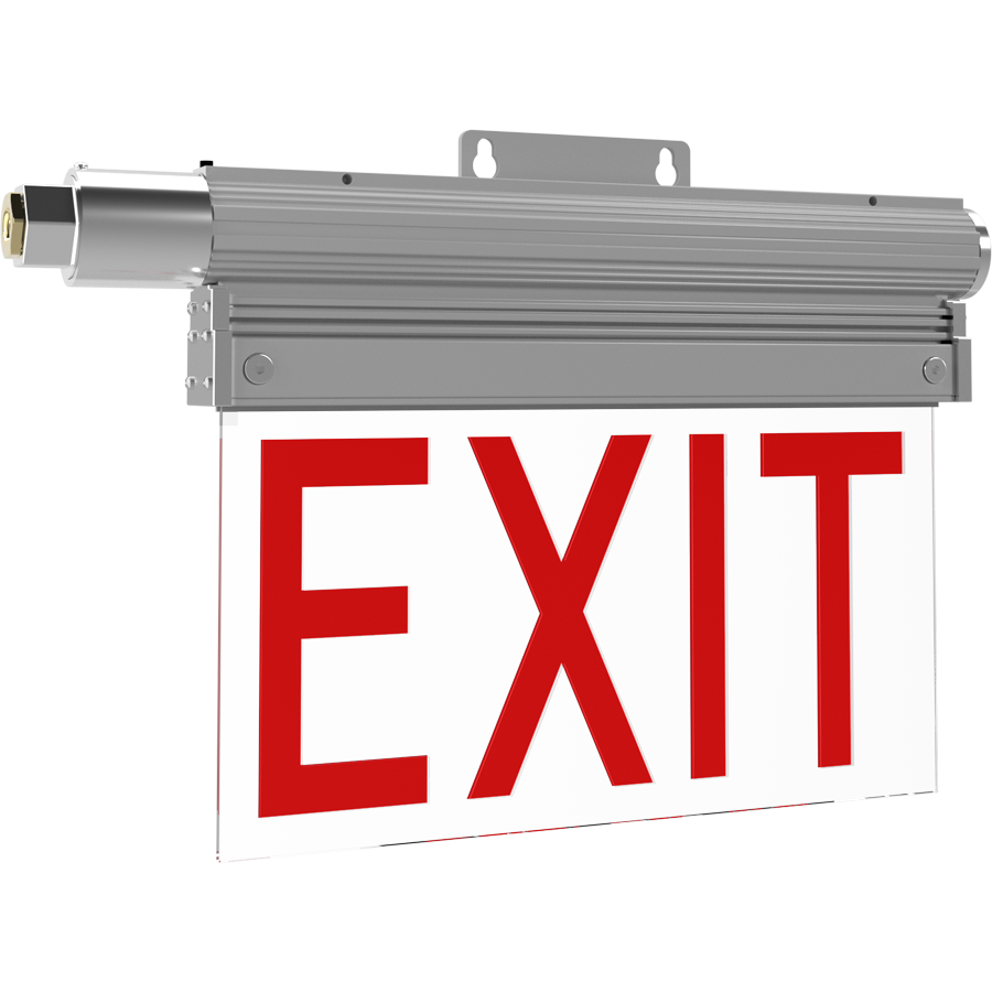 RAB Lighting HAZEXIT, 5W, Red Letter, 120-277V, Gray, HAZEXIT