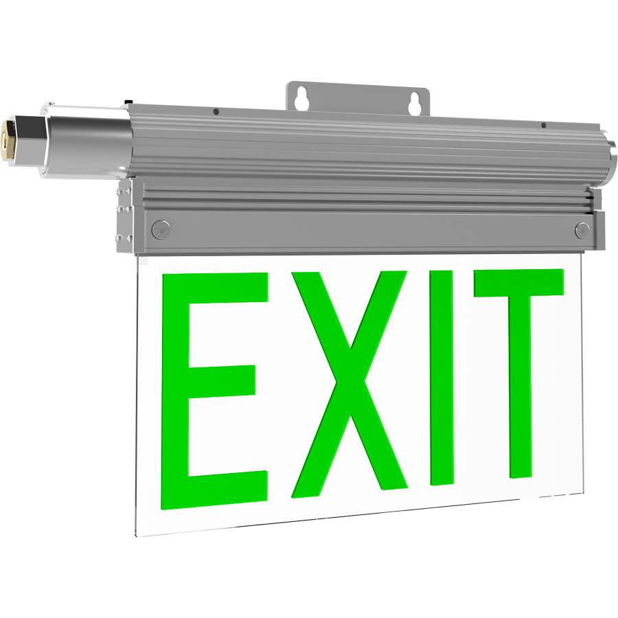 RAB Lighting HAZEXIT, 5W, Green Letter, 120-277V, Gray, HAZEXIT/G