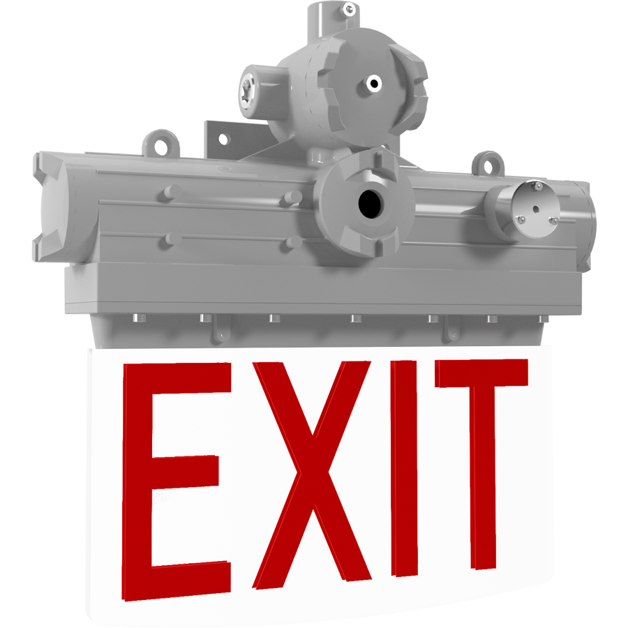RAB Lighting HAZ Exit Light, 5W, 120-277V, Red Letter, Gray, HAZEXITX