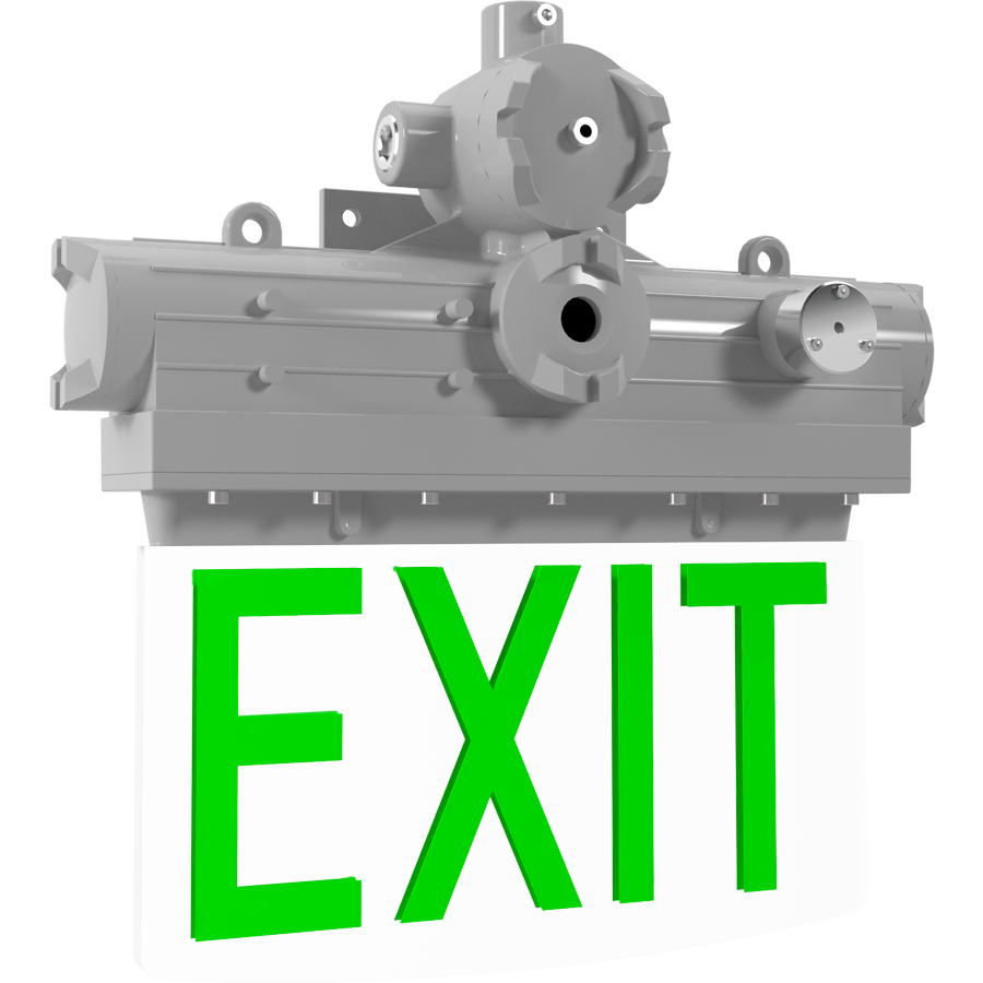 RAB Lighting HAZ Exit Light, 5W, 120-277V, Green Letter, Gray, HAZEXITX/G