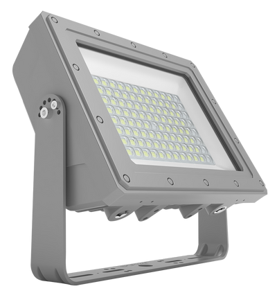 RAB Lighting HAZ Flood Medium, 100W, 5000K, 120-277V, Yoke Mount, Gray, HAZFFLED100