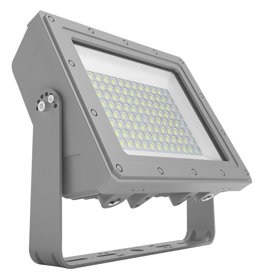 RAB Lighting HAZ Flood Medium, 150W, 5000K, 120-277V, Yoke Mount, Gray, HAZFFLED150
