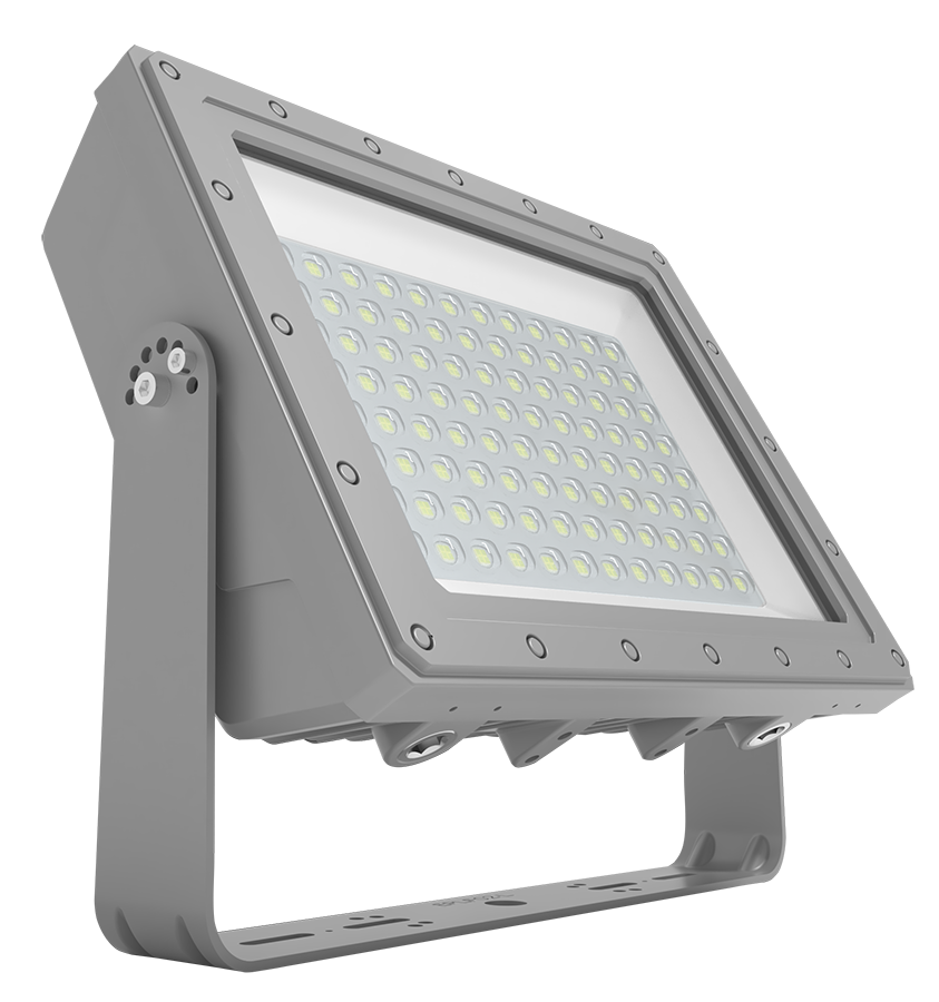 RAB Lighting Hazardous Flood, 200W, 5000K, Yoke Mount, Gray, HAZFFLED200