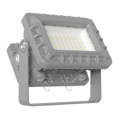 RAB Lighting HAZFX Flood Light, 30W, 5000K, 120-277V, Yoke Mount, Gray, HAZFX30