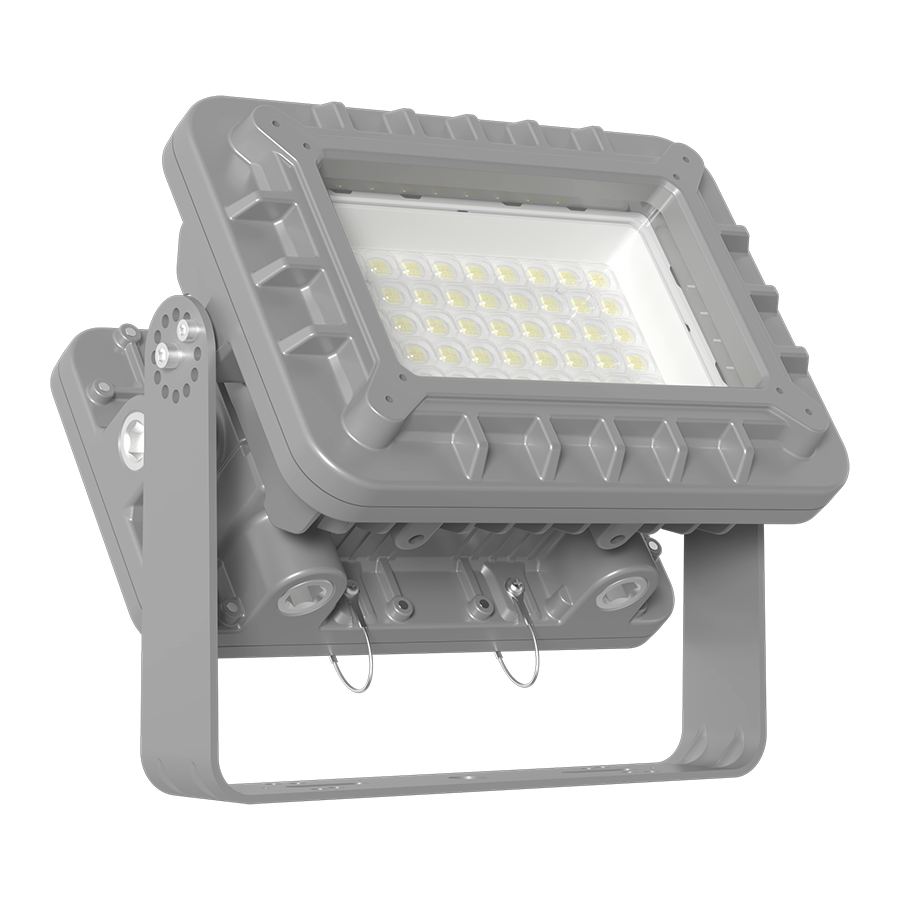 RAB Lighting HAZFX Flood Light, 60W, 5000K, Yoke Mount, Gray, C1D1, HAZFX60