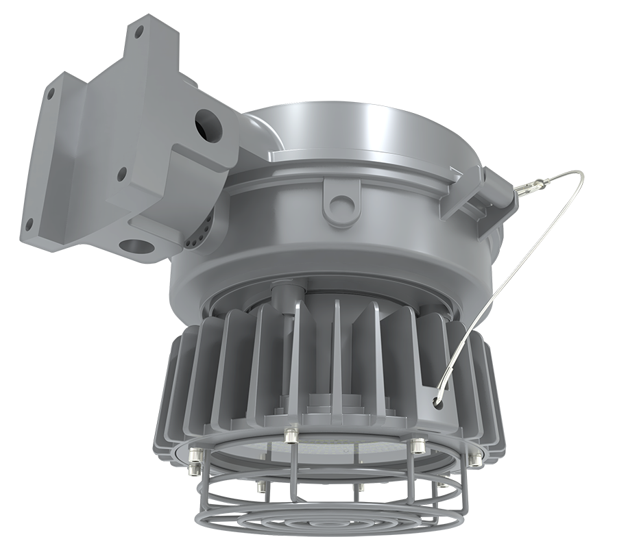 RAB Lighting Hazardous Location Wall Mount Light, 60W, 5000K, Clear Flat, Gray, HAZLED60WMCF