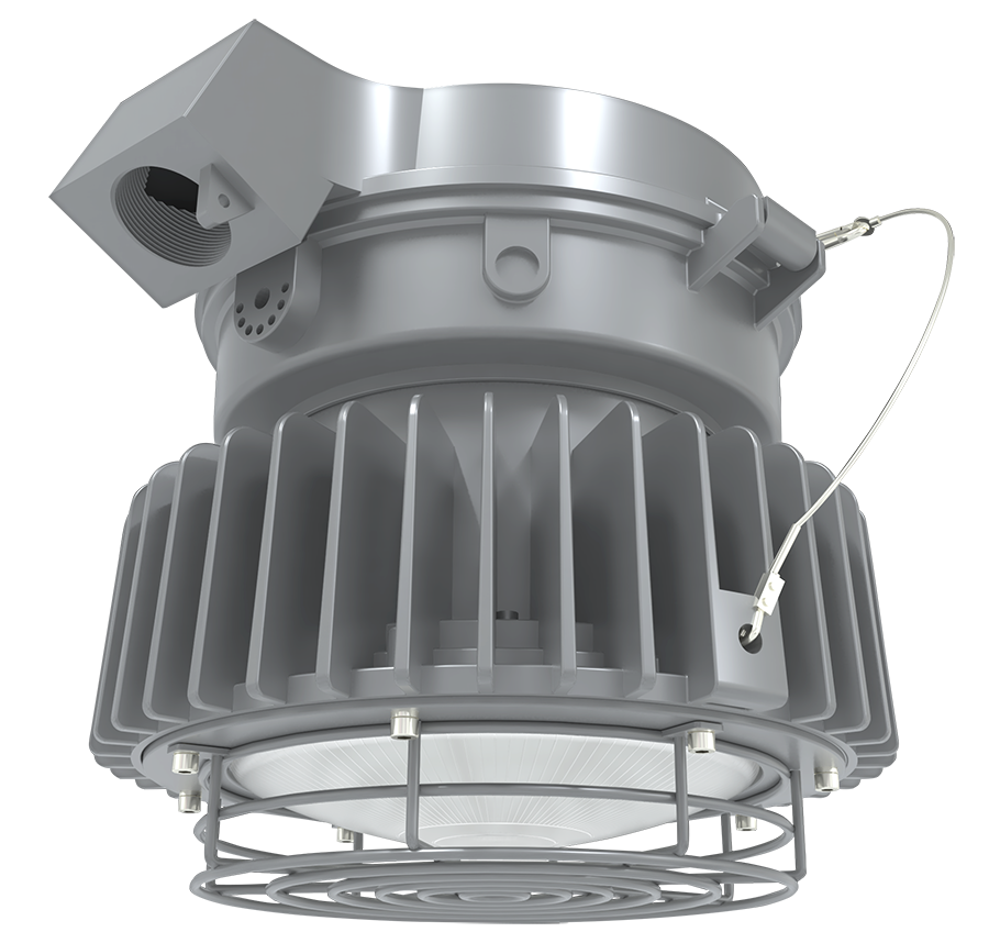 RAB Lighting HAZLED Stanchion Light, 120W, 5000K, Constant Current, 480V, Frost Globe, Gray, HAZLED120SFG/480