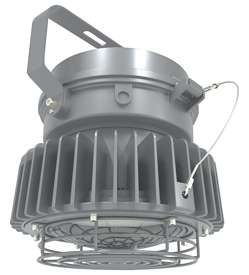RAB Lighting Hazardous Location LED, 80W, 5000K, Pendant Mount, Clear Globe, Gray, HAZLED80CG
