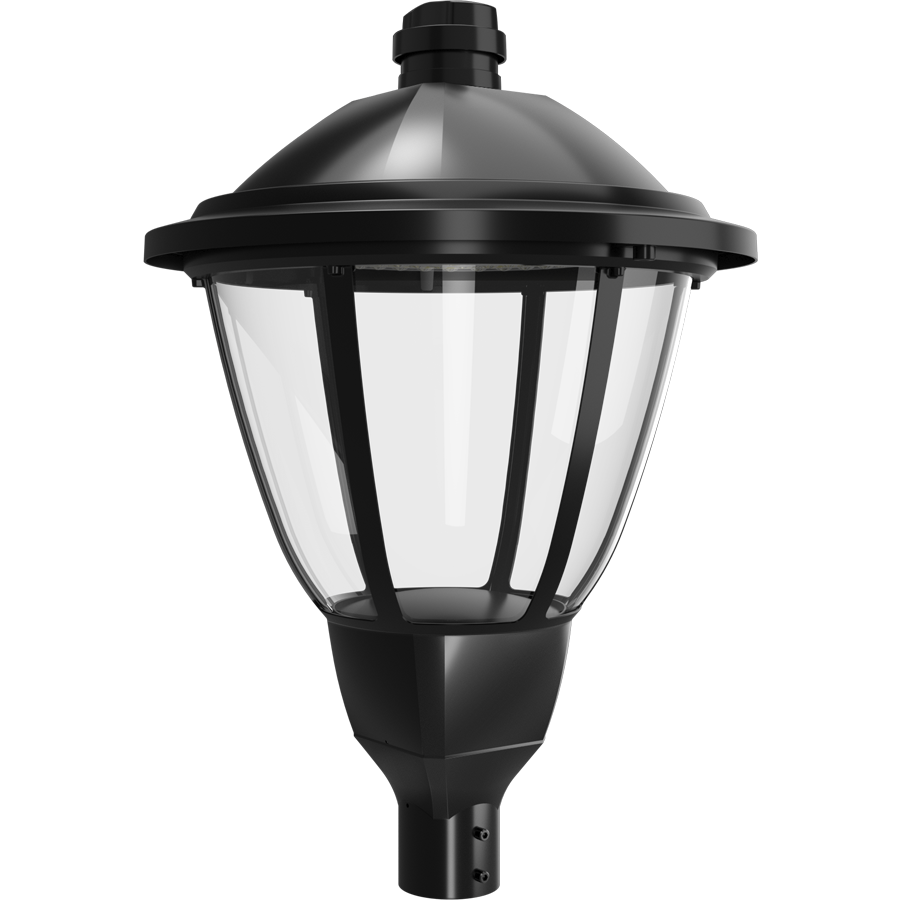 RAB Lighting HTG Round Area Light, 120/100/80/60W, CCT Selectable, 480V, 7-Pin Receptacle, Pole Mount, Black, HTG-RB/480/7PRS