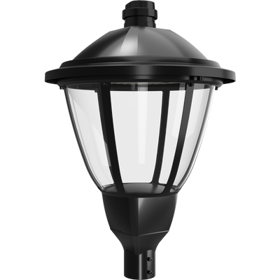 RAB Lighting HTG Round Area Light, 120/100/80/60W, CCT Selectable, 7-Pin Receptacle, Pole Mount, Black, HTG-RB/7PRS