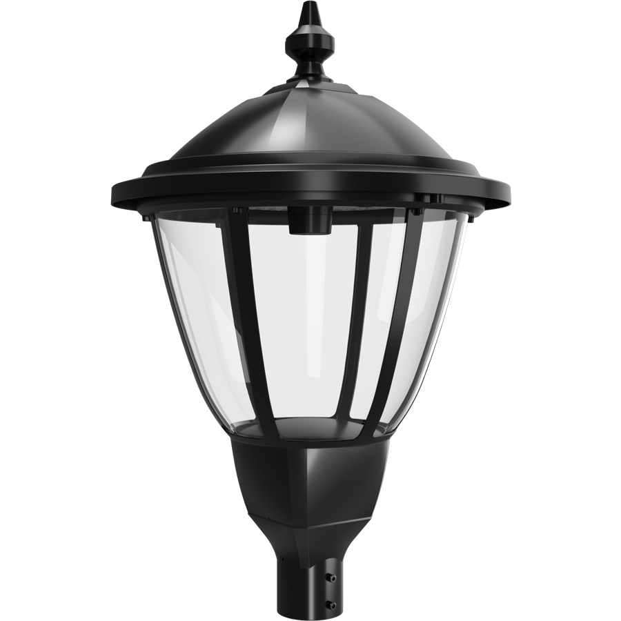RAB Lighting HTG Round Area Light, 120/100/80/60W, CCT Selectable, 480V, Microwave Occupancy Sensor, Pole Mount, Black, HTG-RB/480/MVS