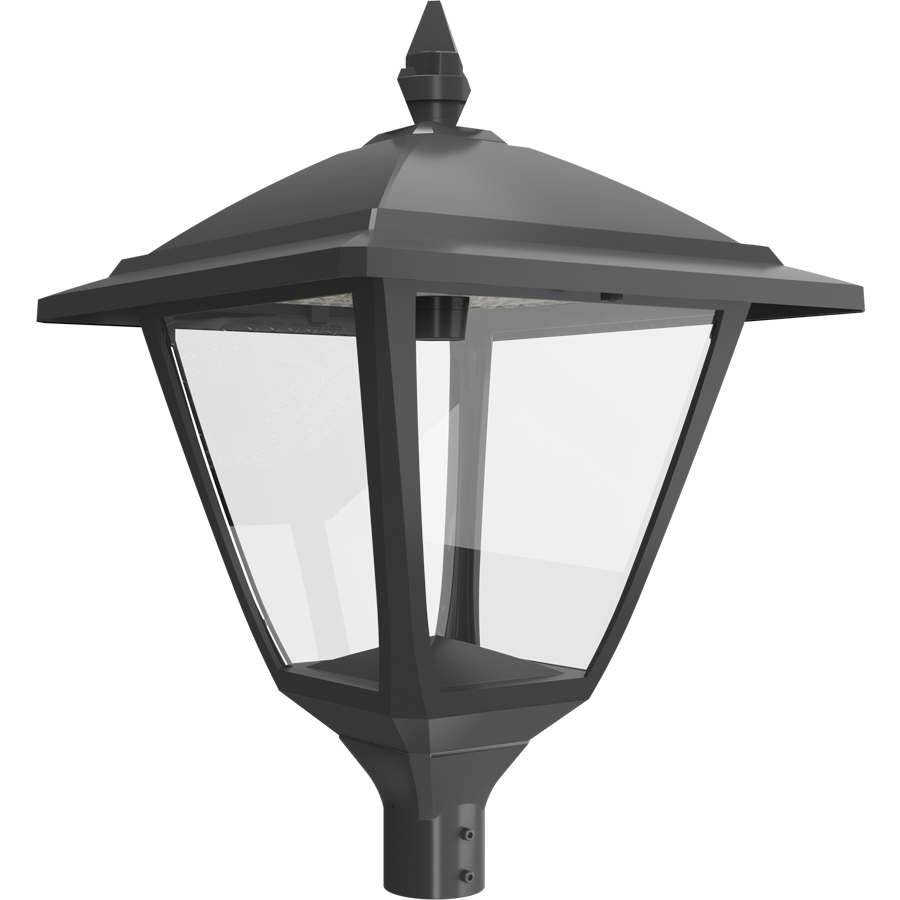 RAB Lighting HTG Square Area Light, 120/100/80/60W, CCT Selectable, 480V, Pole Mount, LightCloud Blue, Microwave Occupancy Sensor, Bronze, HTG-S/480/LCBS/MVS