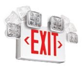 LightAlarms Square Head Red LED Combo Exit Sign with Remote Capacity, LCACR2SQLEDR*