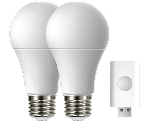 RAB Lighting Lightcloud Blue A19 Starter Kit, 2-Pack, 10W, 2700K-6500K Tunable White, 120V, E26, Nano Included, LCBA19-10-E26-9TW-SS-NS-2P-1