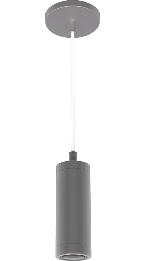 RAB Lighting CDLED Pendant Cylinder, 10W, 3500K, CRI90, 2 In., 48 In. Cord, Matte Silver, CDLED2PC-10W-WW935-S