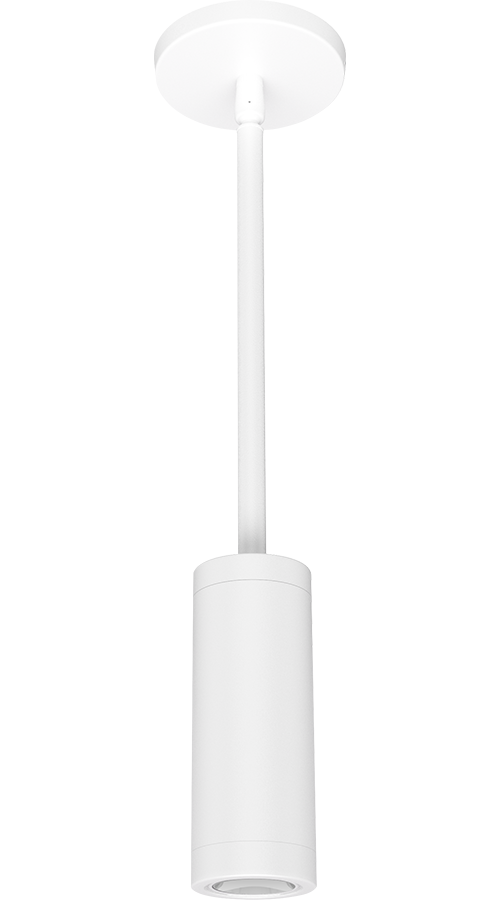 RAB Lighting CDLED Pendant Cylinder, 10W, 3000K, CRI90, 2 In., Pendant Stem, Matte White, CDLED2PS-10W-20D930-W