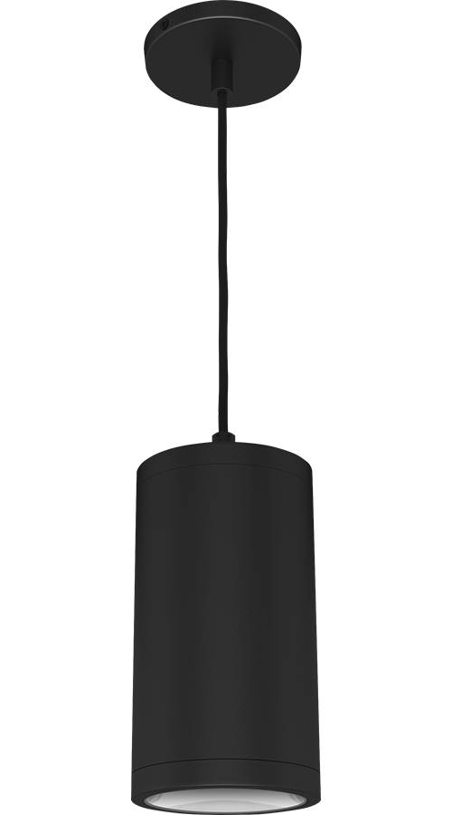 RAB Lighting CDLED Pendant Cylinder, 20W, CRI90, 2700K, 4 In., Pendant Cord, Matte Black, CDLED4PC-20W-80D927-K