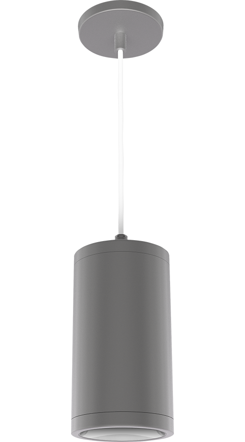 RAB Lighting CDLED Pendant Cylinder, 20W, CRI90, 3000K, 4 In., Pendant Cord, Matte Silver, CDLED4PC-20W-80D930-S