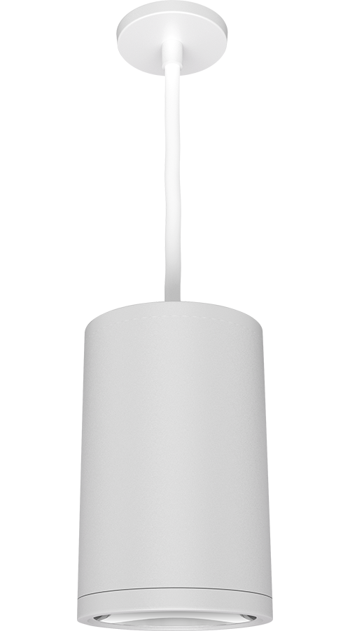 RAB Lighting CDLED Pendant Cylinder, 20W, 5000K, CRI90, 48 In. Cord, Matte White, CDLED6PC-20W-80D950-W