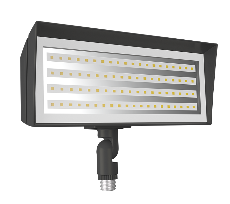 RAB Lighting FFLED Extra Small Flood Light, 13W, 3000K, 120-277V, Knuckle Mount, Bronze, Button Photocell, FFLEDXSY/PCU