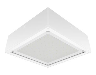 RAB Lighting 75 Watt LED Canopy Light, Frosted Flat Lens, 4000K, 8,997 Lumens, 120-277V, White, VANLED75NFFRW