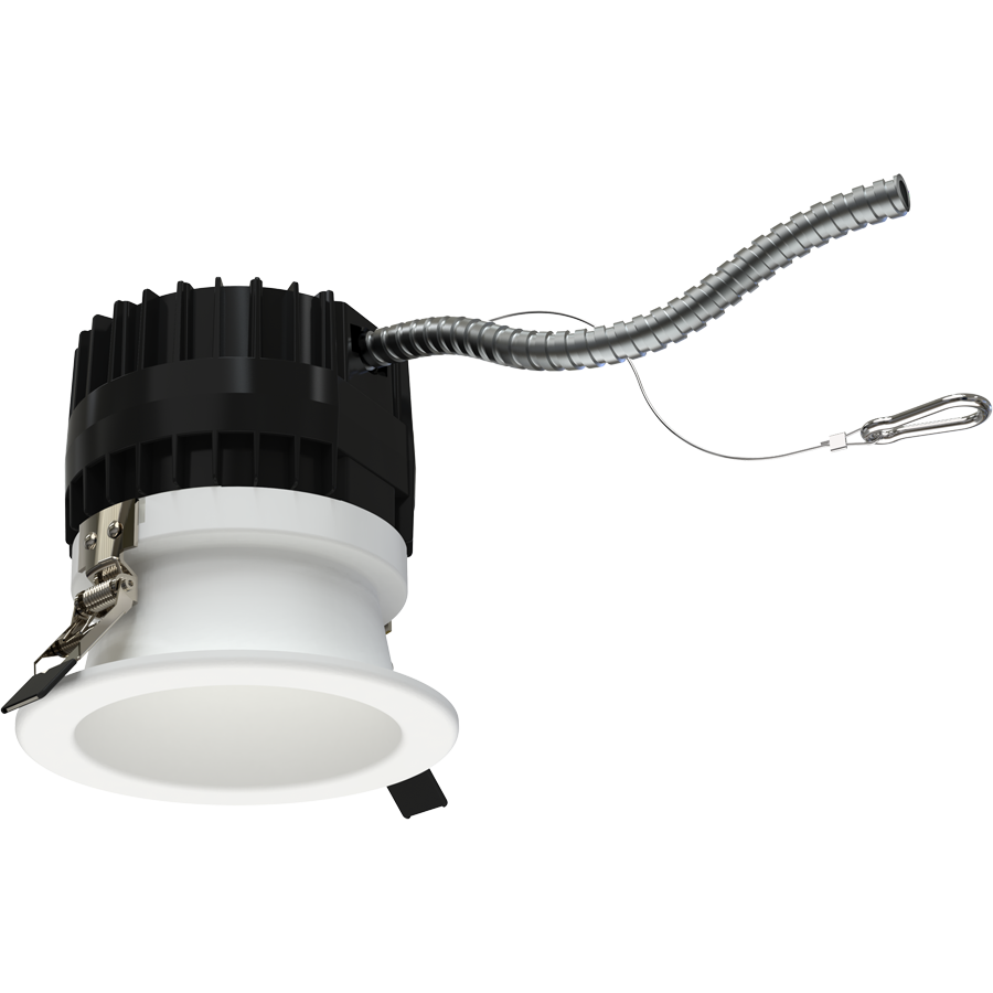 RAB Lighting ND22 4" Modular Downlight, 20W, CCT Selectable, Beam Angle Adjustable, White Round, ND22-20-4HRW