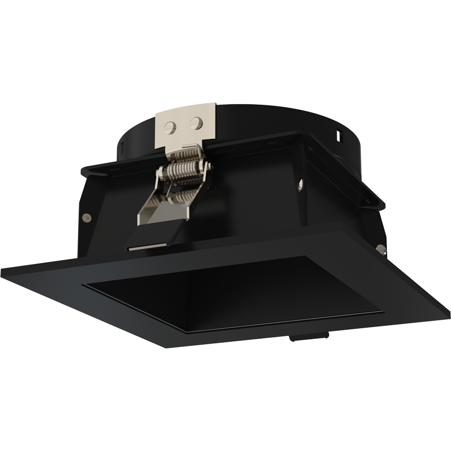 RAB Lighting ND22 4 In. Square Trim, Black Cone, Black Flange, ND22T-4HSB