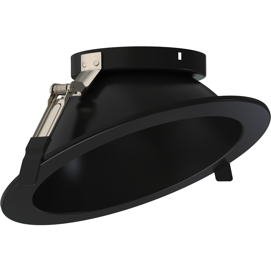 RAB Lighting ND22 8 In. Round Wall Wash Trim, Black Cone, Black Flange, ND22T-8RB-WW