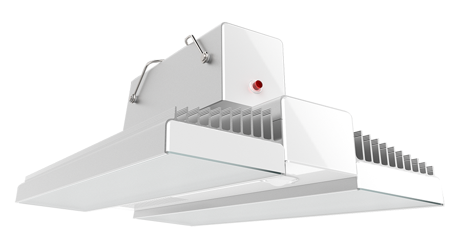 RAB Lighting RAIL High Bay Light, 150W, 4000K, 120-277V, LightCloud Sensor, Battery Backup, White/Aluminum, RAIL150N/LCS/E