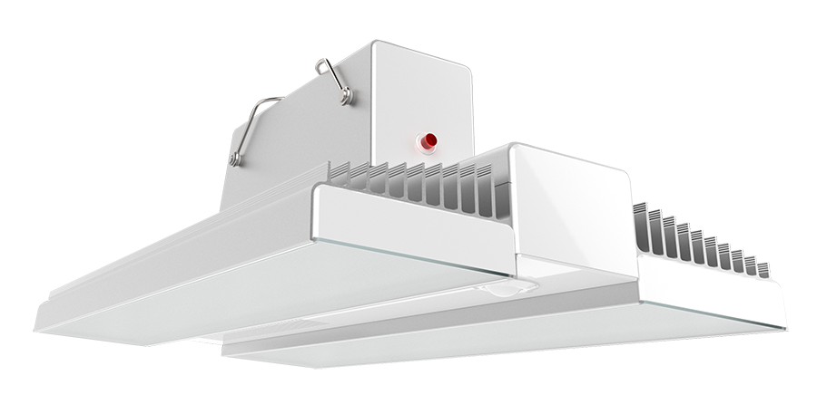 RAB Lighting RAIL High Bay Light, 175W, 4000K, 120-277V, LightCloud Sensor, Battery Backup, White/Aluminum, RAIL175N/LCS/E