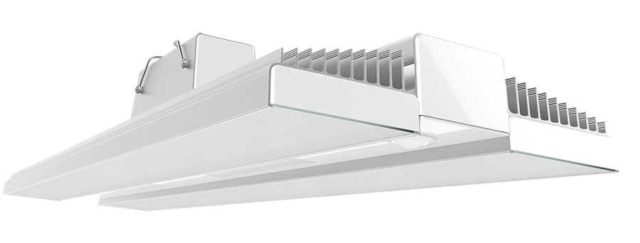 RAB Lighting RAIL High Bay Light, 400W, 4000K, 120-277V, LightCloud Sensor, Battery Backup, White/Aluminum, RAIL400N/LCS/E