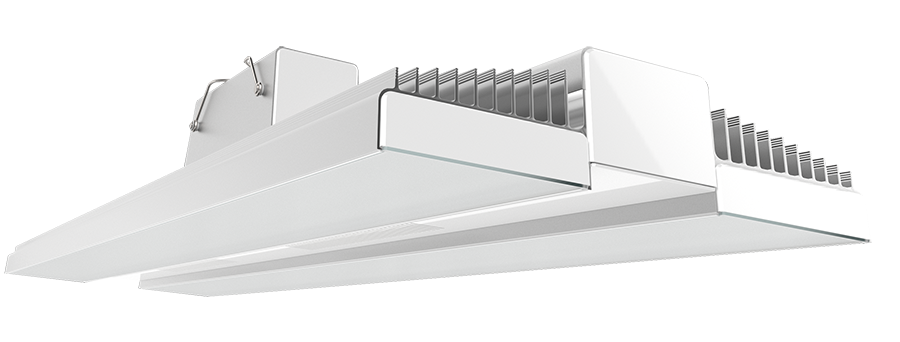 RAB Lighting RAIL High Bay Light, 400W, 4000K, 120-277V, MVS, Battery Backup, White/Aluminum, RAIL400N/MVS/E