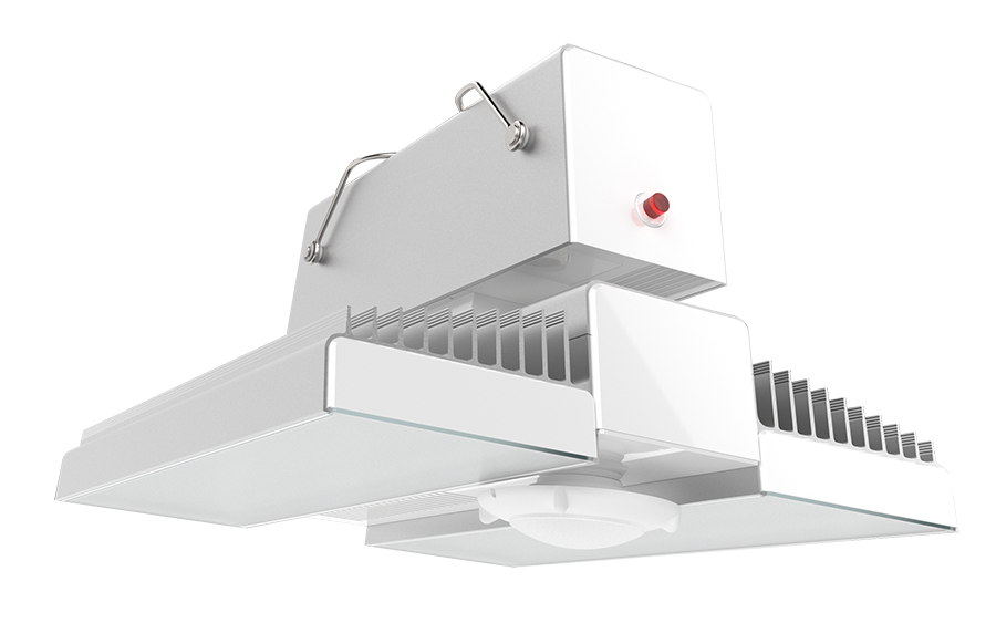 RAB Lighting RAIL High Bay Light, 90W, 4000K, 120-277V, PIR Sensor, Battery Backup, White/Aluminum, RAIL90N/PIR/E