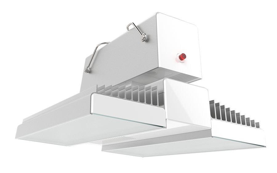 RAB Lighting RAIL High Bay Light, 90W, 4000K, 120-277V, MVS, Battery Backup, White/Aluminum, RAIL90N/MVS/E
