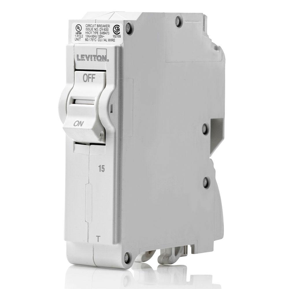 Leviton LB115-T TM BRANCH CIRCUIT BREAKER STANDARD 1-POLE 15A 120V. 10KA INTERRUPT RATING.