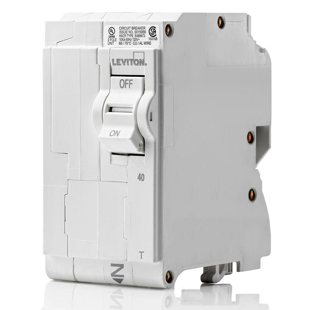 Leviton LB240-T TM BRANCH CIRCUIT BREAKER STANDARD 2-POLE 45A 120/240V. 10KA INTERRUPT RATING.