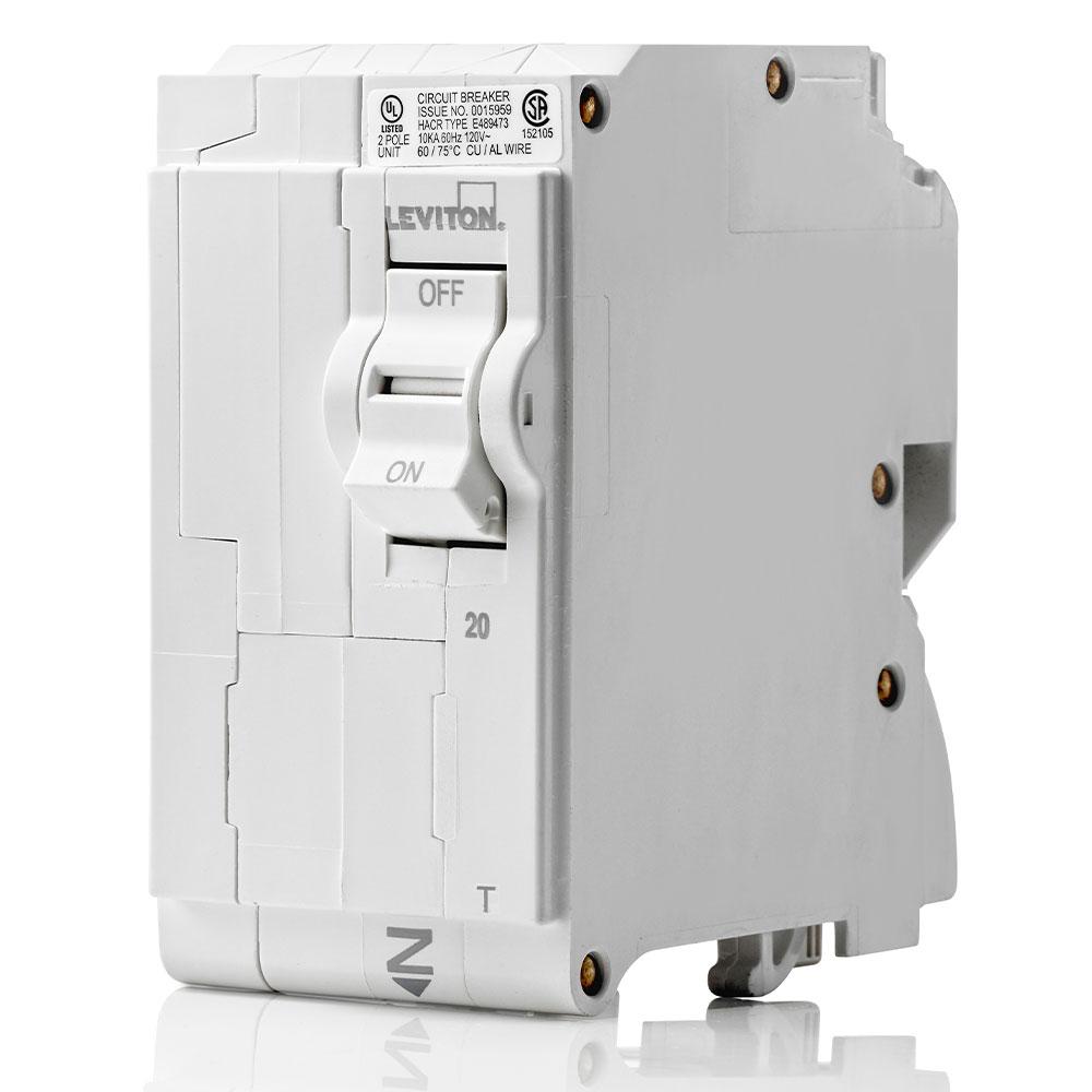 Leviton LB220-T TM BRANCH CIRCUIT BREAKER STANDARD 2-POLE 25A 120/240V. 10KA INTERRUPT RATING.