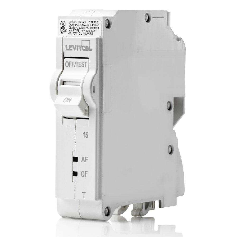 Leviton LB115-DFT TM BRANCH CIRCUIT BREAKER AFCI/GFCI 1-POLE 15A 120V. 10KA INTERRUPT RATING.