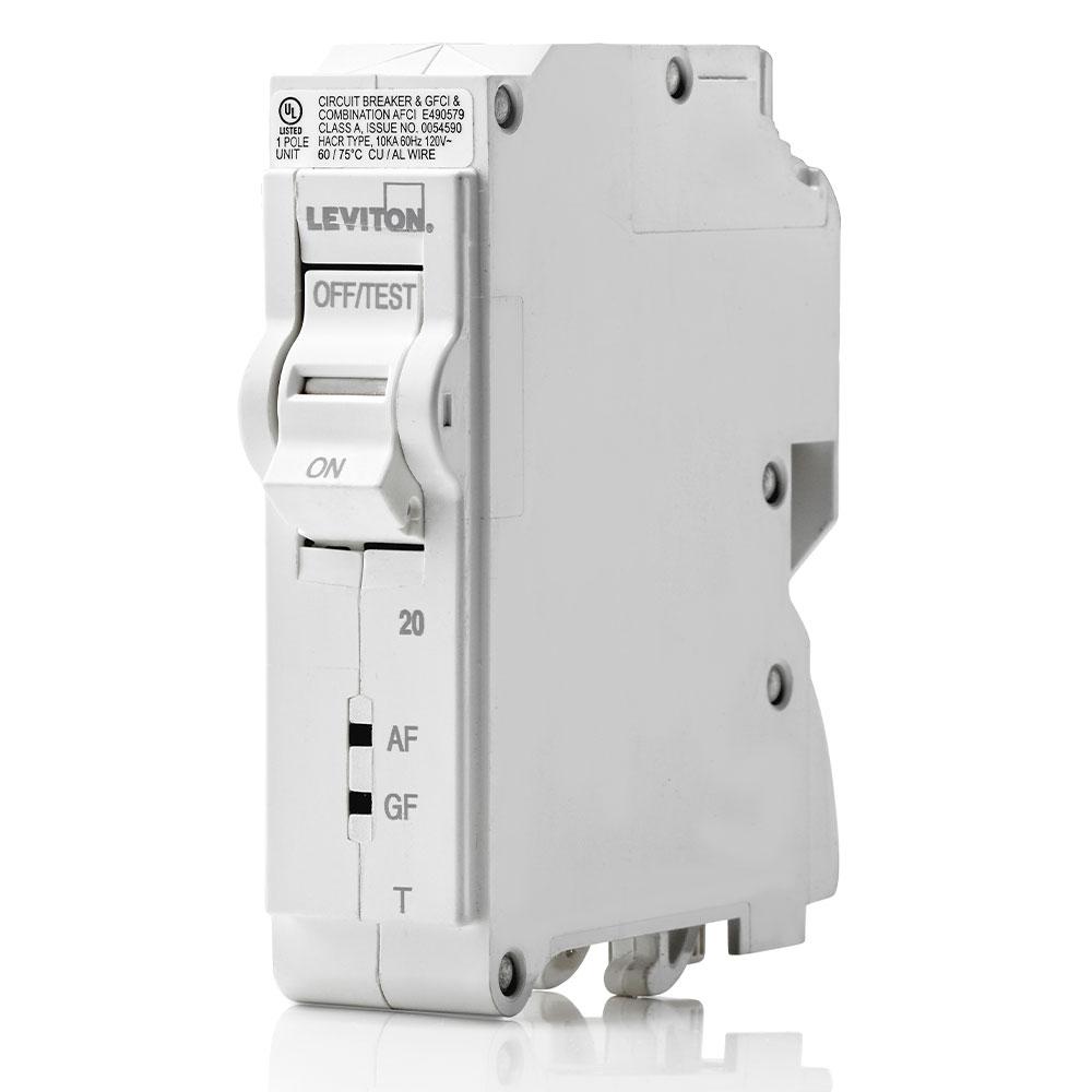 Leviton LB120-DFT TM BRANCH CIRCUIT BREAKER AFCI/GFCI 1-POLE 20A 120V. 10KA INTERRUPT RATING.