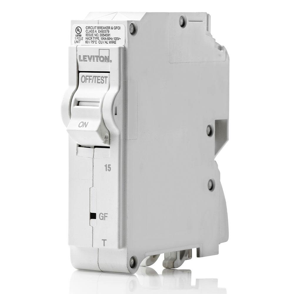 Leviton LB115-GFT TM BRANCH CIRCUIT BREAKER GFCI 1-POLE 15A 120V. 10KA INTERRUPT RATING.