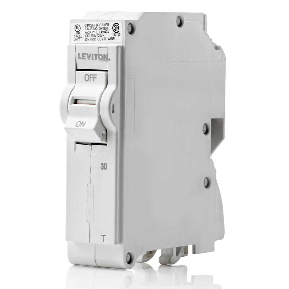 Leviton LB130-T TM BRANCH CIRCUIT BREAKER STANDARD 1-POLE 30A 120V. 10KA INTERRUPT RATING.