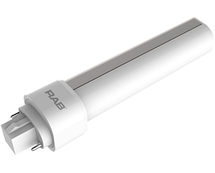 RAB Lighting PLC Horizontal Compact LED Lamp, 9W, 2700K, G24q Base, Ballast Compatible, PLC-9-H-827-DIR